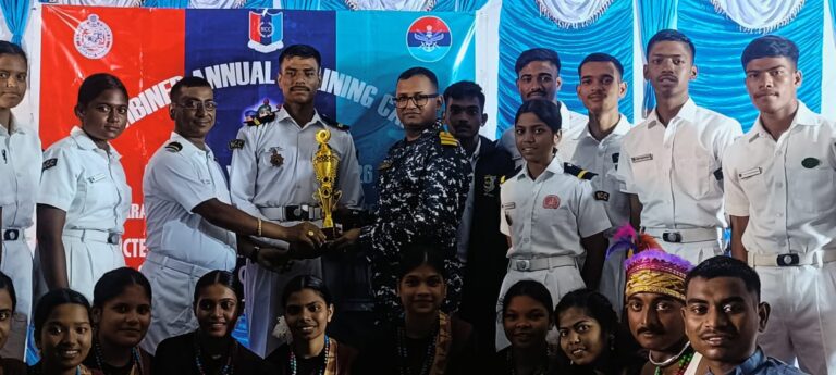 Nayagarh Autonomous College Naval NCC cadet received the trophy For Best institution in NCC activities.